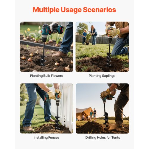 Erdbohrer 3,15 x 16,1 Zoll Erdspirale Pfostenlochgräber Pflanzwerkzeug