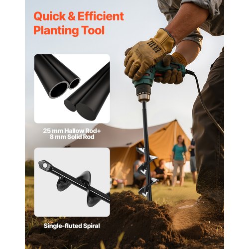 2 pcs. auger drill bits 11.8" and 8.6" earth spiral post hole digger