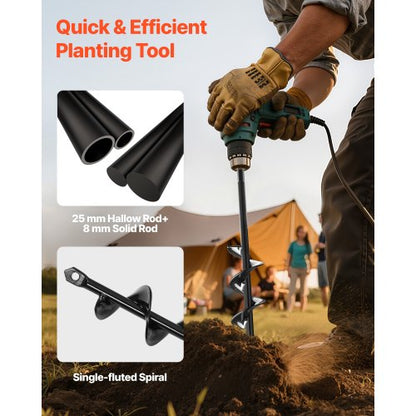 2 pcs. auger drill bits 11.8" and 8.6" earth spiral post hole digger