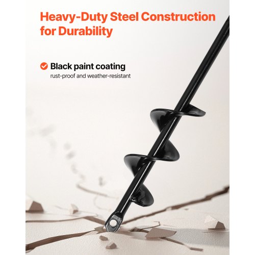 2 pcs. auger drill bits 11.8" and 8.6" earth spiral post hole digger