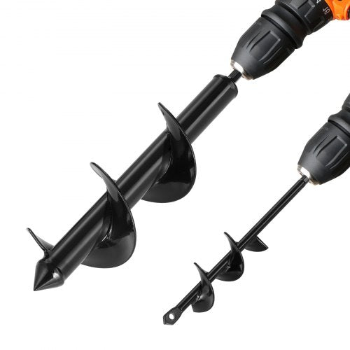 2 pcs. auger drill bits 11.8" and 8.6" earth spiral post hole digger