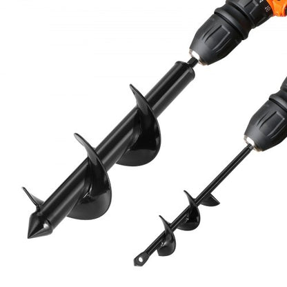 2 pcs. auger drill bits 11.8" and 8.6" earth spiral post hole digger