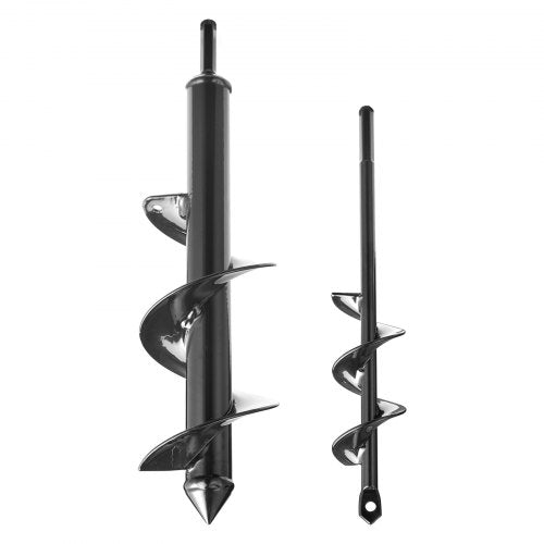 2 pcs. auger drill bits 11.8" and 8.6" earth spiral post hole digger