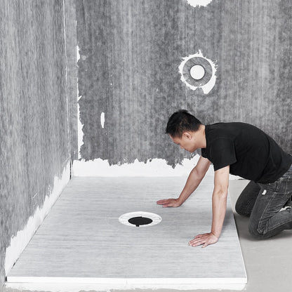 Shower Curb Kit, 48"x72" Shower Pan Kit with 6.3" Central Drain, Lightweight EPS Shower Installation Kits with 2 Waterproof Cloths, Shower Pan Slope Sticks Fit for Bathroom