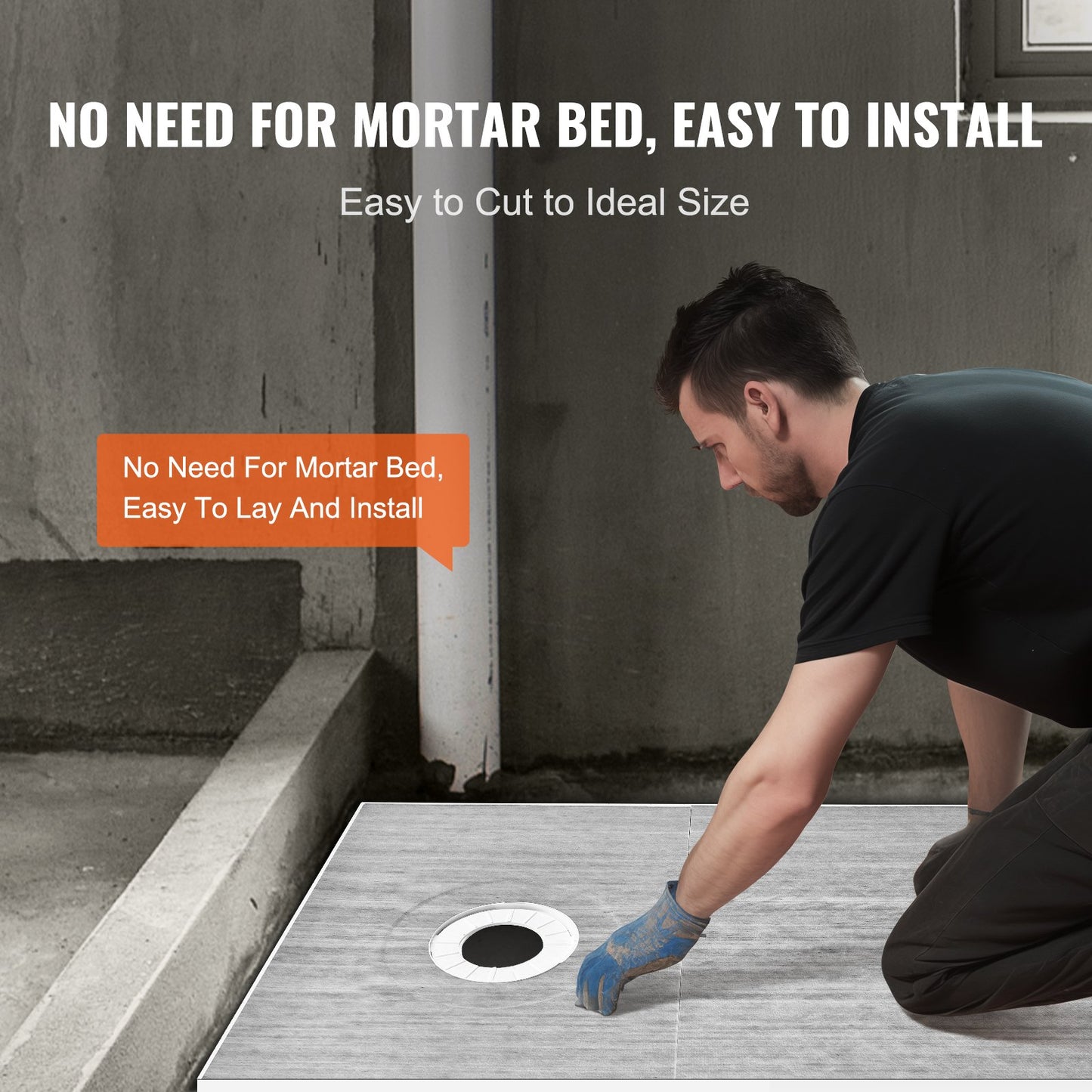 Duschkantsats, 1524x965 mm duschkarsats med 160 mm förskjutet avlopp, lättvikts EPS-duschinstallationssatser med 2 vattentäta dukar, lutningsstavar för duschkar Passar för badrum