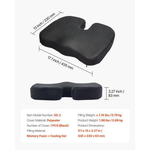 Sitzkissen Kühlendes Gel &amp; Memory Foam Sitzkissen zur Druckentlastung