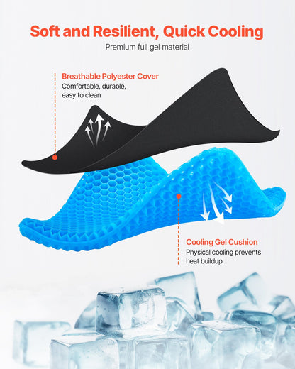 Seat Cushion, Cooling Gel Seat Cushion for Pressure Relief, Soft & Breathable Wheelchair Seat Pad with Removable Cover, Lightweight and Portable for Office, Travel, Car, Airplane