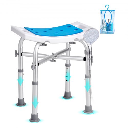 Shower Chair for Inside Shower, Adjustable Height Shower Stool with Crossbar Support, Shower Seat for Shower Tub, Non-Slip Bench Bathtub Stool Seat for Elderly Disabled Adults Handicap, 500 lbs