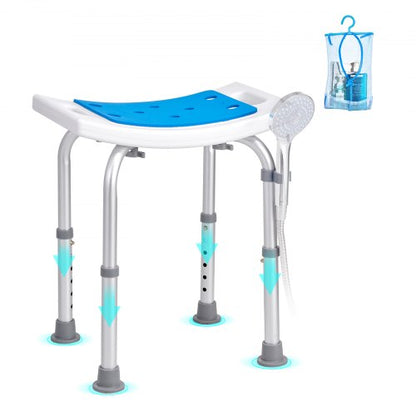 Shower Chair, Adjustable Height Shower Stool, Shower Seat for Inside Shower or Tub, Non-Slip Bench Bathtub Stool Seat for Elderly Disabled Handicap, 350 LBS Capacity