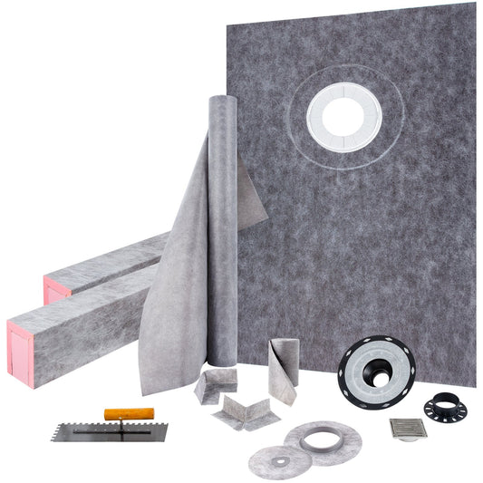 Waterproofing Shower Kit Shower Kit Tray 38''x60'' with offset drain PVC