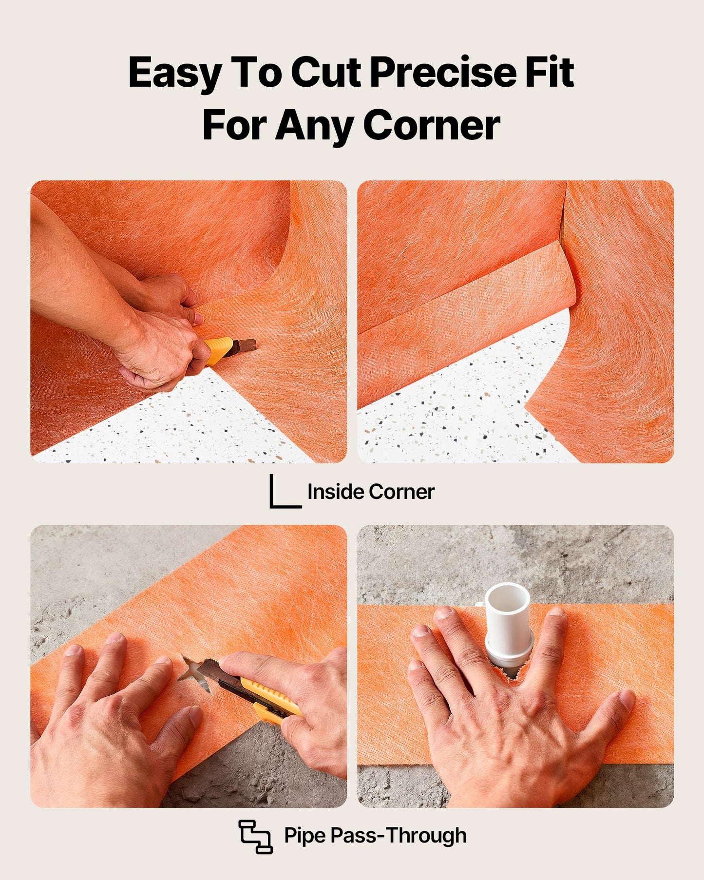 Waterproof Membrane for Shower, 0.42 x 98.5 ft 41 sq.ft Waterproofing Tile Membrane, 20 mil Thick Polyethylene Fabric Roll, Easy to Cut for Bathroom, Kitchen, Sauna, Corners, Niches, Tile Joints