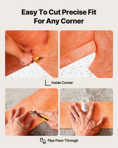 Waterproof Membrane for Shower, 0.42 x 98.5 ft 41 sq.ft Waterproofing Tile Membrane, 20 mil Thick Polyethylene Fabric Roll, Easy to Cut for Bathroom, Kitchen, Sauna, Corners, Niches, Tile Joints