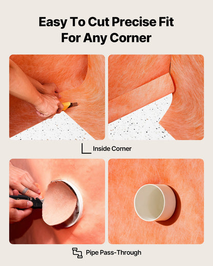 Waterproof Membrane for Shower, 3.3 x 131.7 ft 432 sq.ft Waterproofing Tile Membrane, 20 mil Thickness Polyethylene Fabric Roll, Easy to Cut for Bathroom, Kitchen, Sauna, Walls, Underlayment