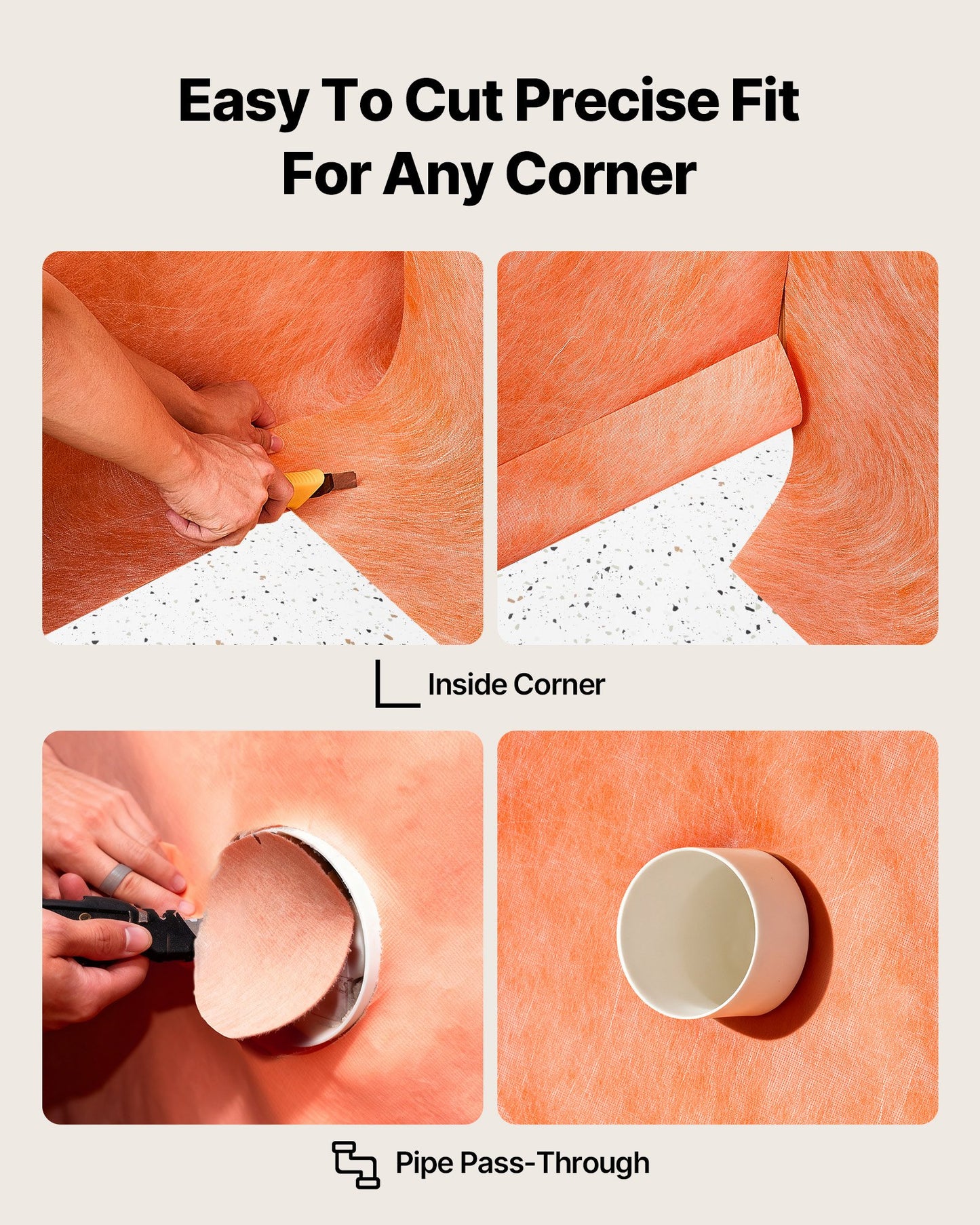 Waterproof Membrane for Shower, 4 x 128 ft 504 sq.ft Waterproofing Tile Membrane, 20 mil Thickness Polyethylene Fabric Roll, Easy to Cut for Bathroom, Kitchen, Sauna, Walls, Underlayment