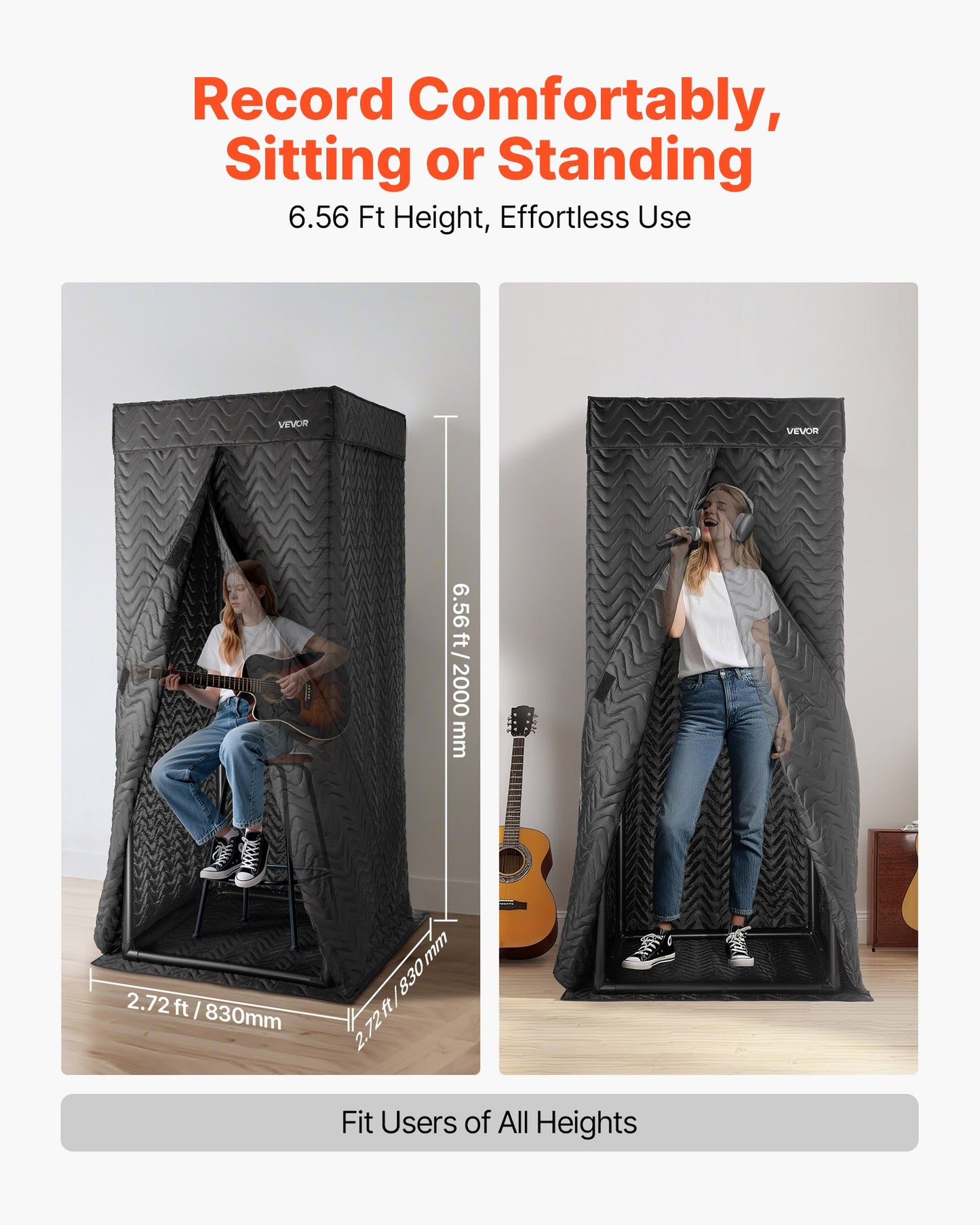 6.56 ft Portable Vocal Booth Recording Booth with Travel Bag for Voiceovers