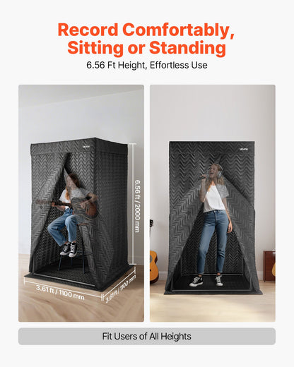 6.56 ft Portable Vocal Booth Pro-Grade Recording Studio for Echo-Free Vocals
