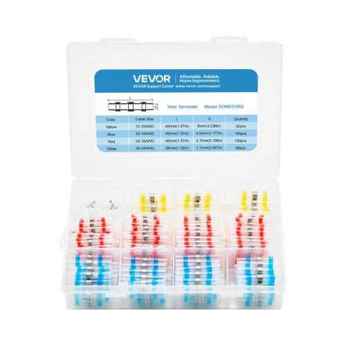 Heat Shrink Butt Connectors, 330PCS, Waterproof Solder Seal Wire Connectors Kit, Electrical Terminals Insulated Solderless Wiring, 4 Colors 4 Sizes 26-10 AWG, for Industrial Marine Automotive