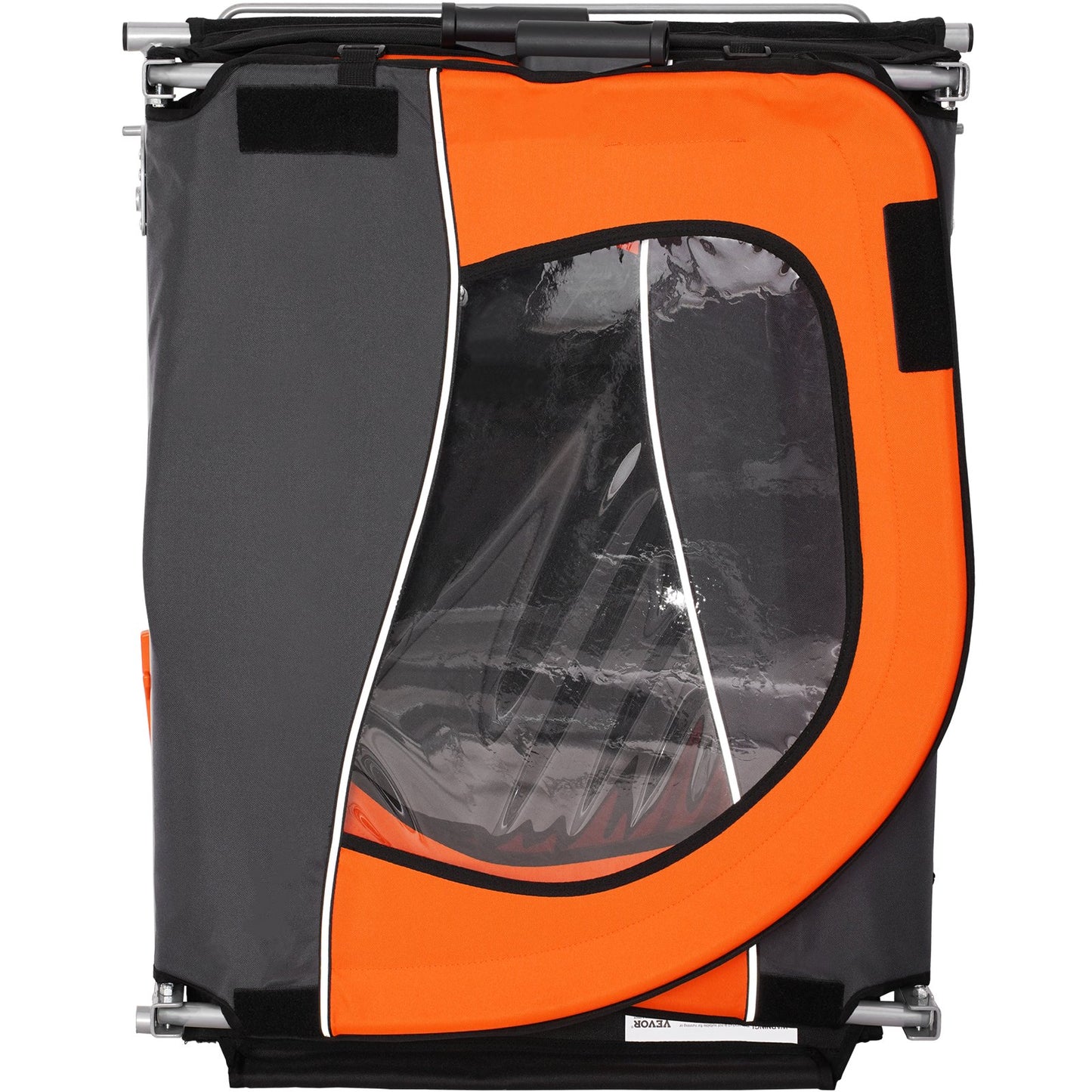 Fahrradanhänger für Kleinkinder, Kinder, Doppelsitz, 45,4 kg Tragkraft, 2-in-1-Verdeckhalterung, lässt sich in einen Kinderwagen umwandeln, faltbarer Kinderfahrradanhänger zum Hinterherziehen mit universeller Fahrradkupplung, Orange und Grau