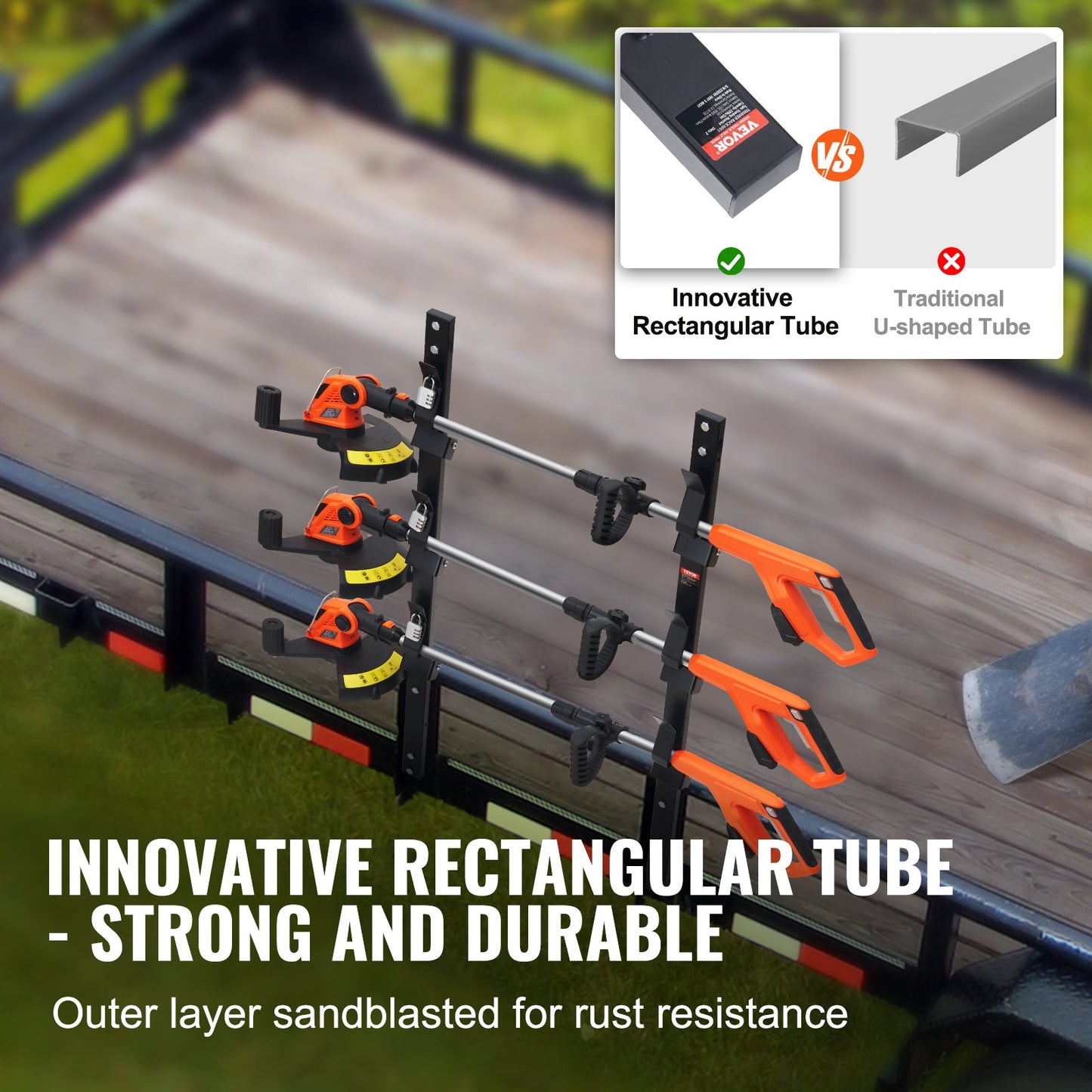 Trimmer-Gestell, 3-Fach-Unkraut-Trimmer-Gestell, Trimmhalter-Anhänger-Gestell mit Passwortschloss aus Zinklegierung, Wandmontage oder Montage auf geschlossenem Anhänger, Landschafts-Unkrautvernichter, Paar