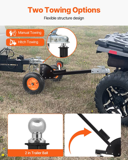 Heavy-Duty Trailer Dolly, 1500lbs Tongue Weight Capacity, 2 in 1 Trailer Mover with 2 in Ball, 16 in Pneumatic Tires and Universal Wheel, Portable Tow Dolly for Moving Car RV Trailer
