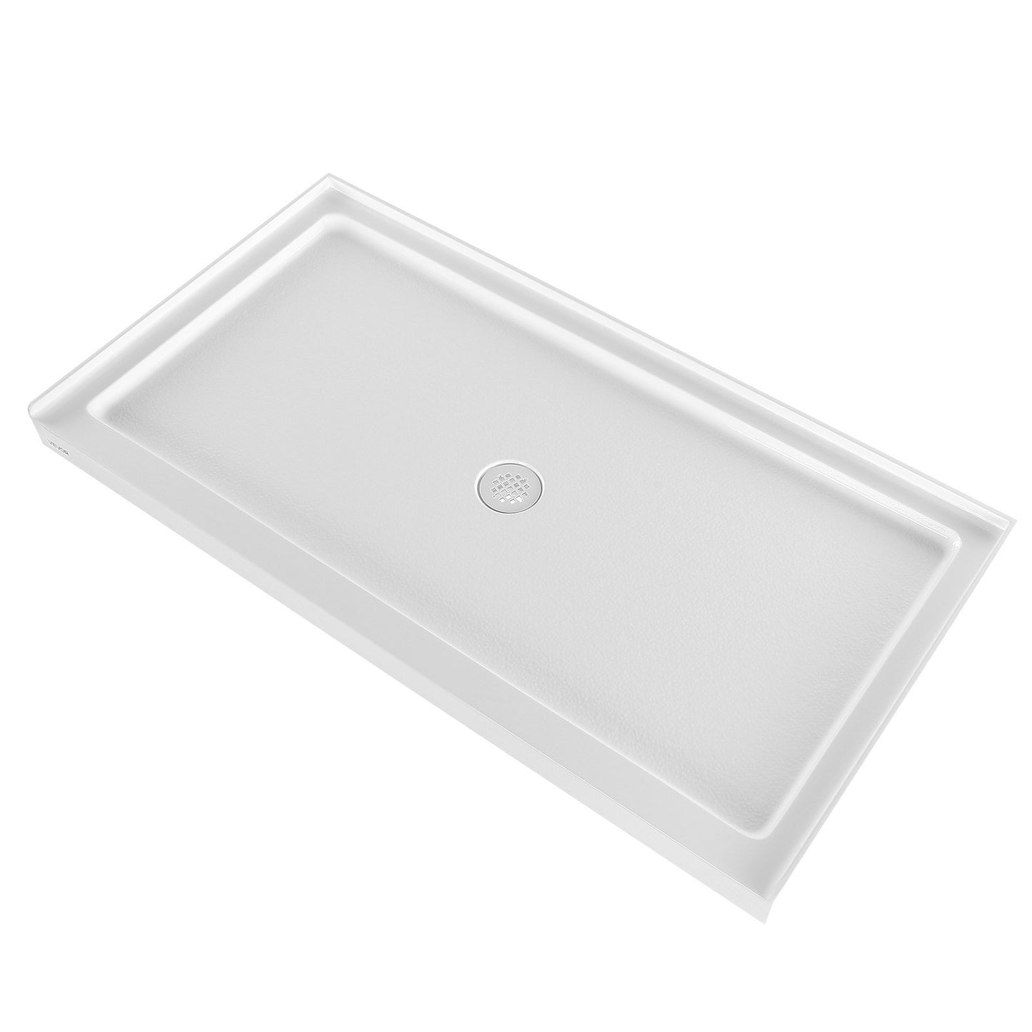Shower Pan, 60″ L x 32″ W Single Threshold Shower Base, Rectangle Acrylic & PVC Showering Base in White, Slip-Resistant Showering Pan Bases with Drain & Cover for Bathroom, Center Drain Location