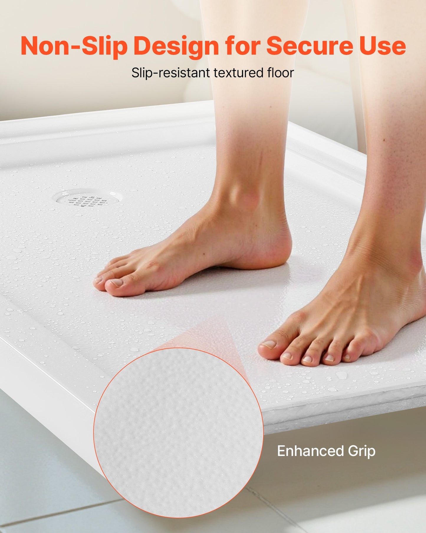 Shower Pan, 60″ L x 36″ W Single Threshold Shower Base, Rectangle Acrylic & PVC Showering Base in White, Slip-Resistant Showering Pan Bases with Drain & Cover for Bathroom, Left Drain Location