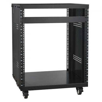 12U AV Rack Stand, 300 lbs Capacity, Network Stereo Recording Studio Rack with Lockable Caster Wheels Round & Square Holes, Special Vents for 19" Audio Video Musical & IT Equipment Mounting