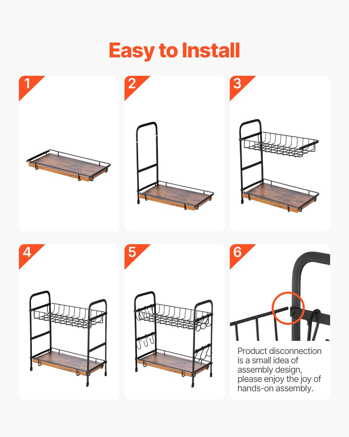 2-vånings kaffebarsorganisator för bänkskiva med 12 rörliga krokar mugghållare
