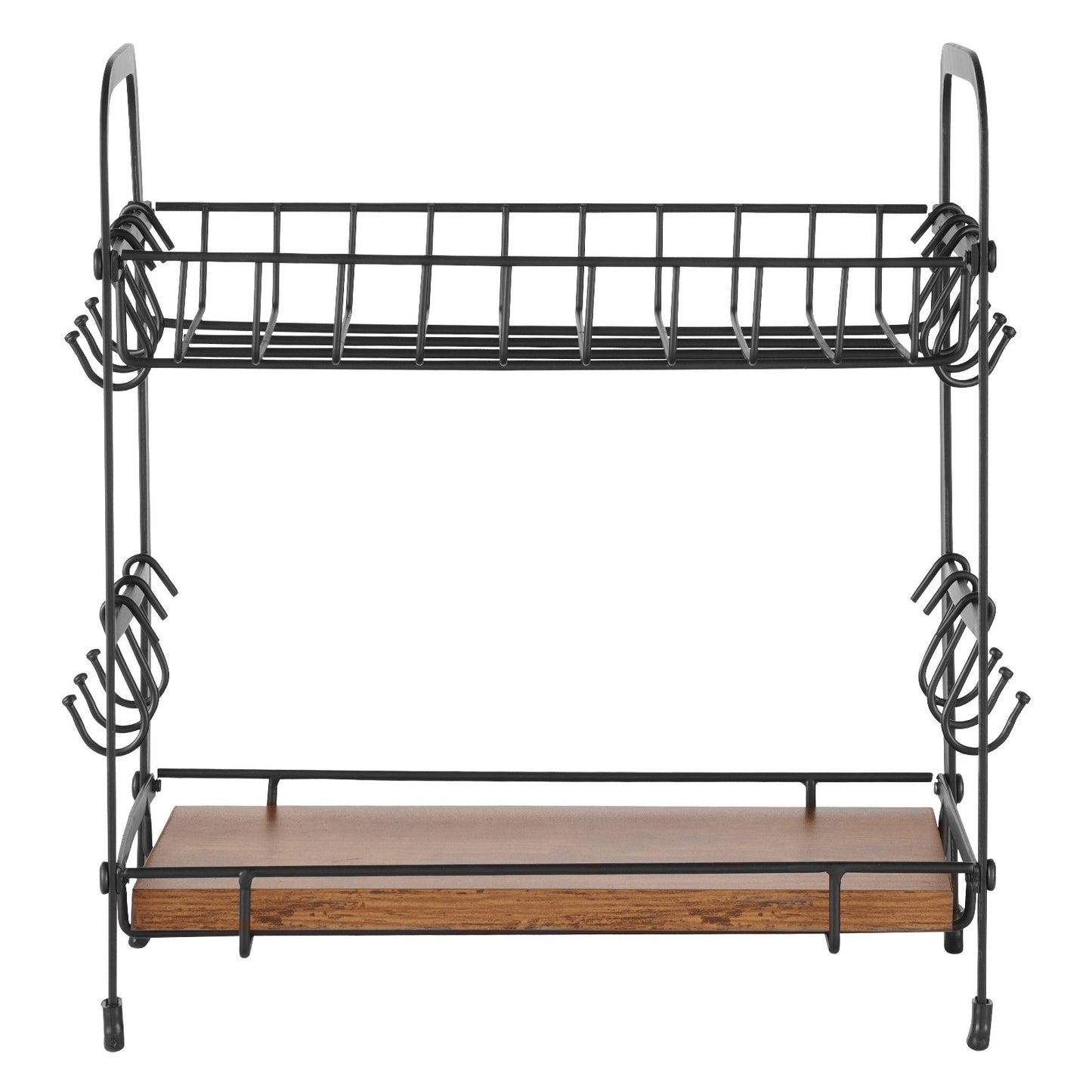 2-vånings kaffebarsorganisator för bänkskiva med 12 rörliga krokar mugghållare