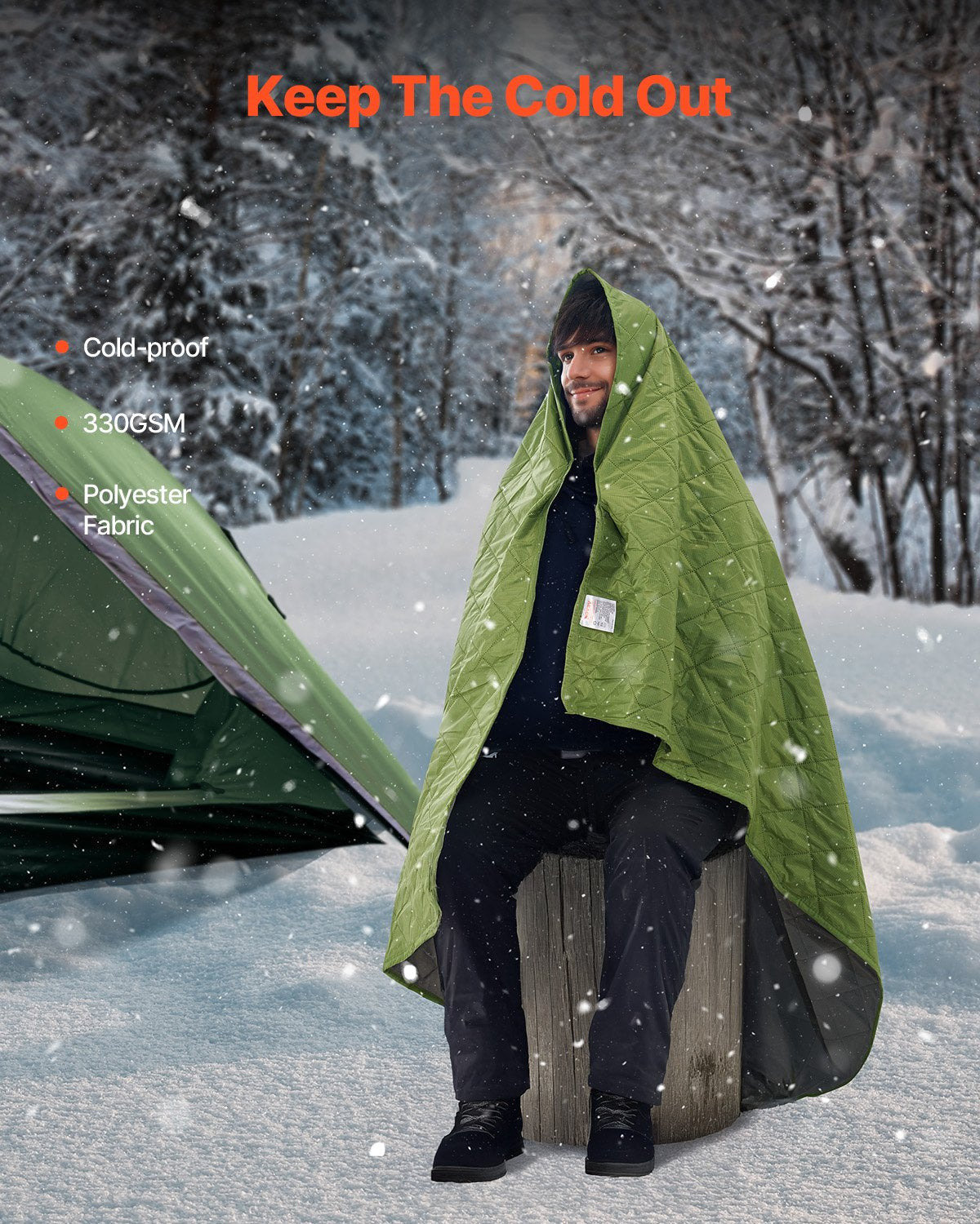 Camping Blanket 82" x 55" Warm Stadium Blanket 330GSM Outdoor Travel