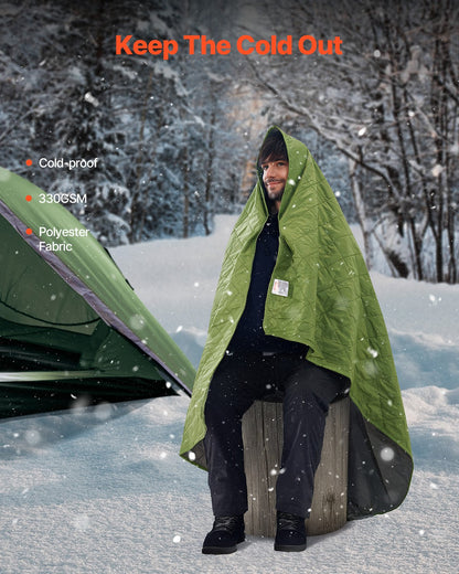 Camping Blanket 82" x 55" Warm Stadium Blanket 330GSM Outdoor Travel