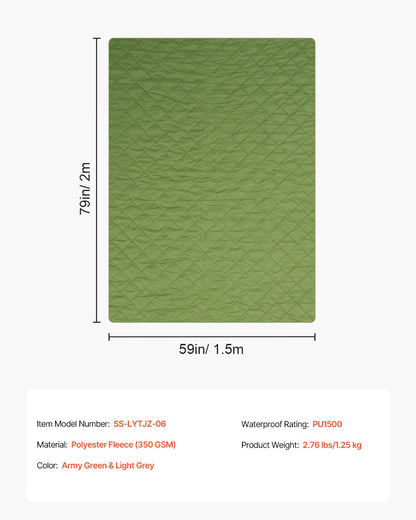 Camping Blanket, Large Warm Stadium Blanket, Waterproof & Windproof, 330GSM Polyester Fleece, Flame Retardant, Great for Outdoors, Picnics, Hiking, Sports Events, Travel, 82" x 55", Bicolor