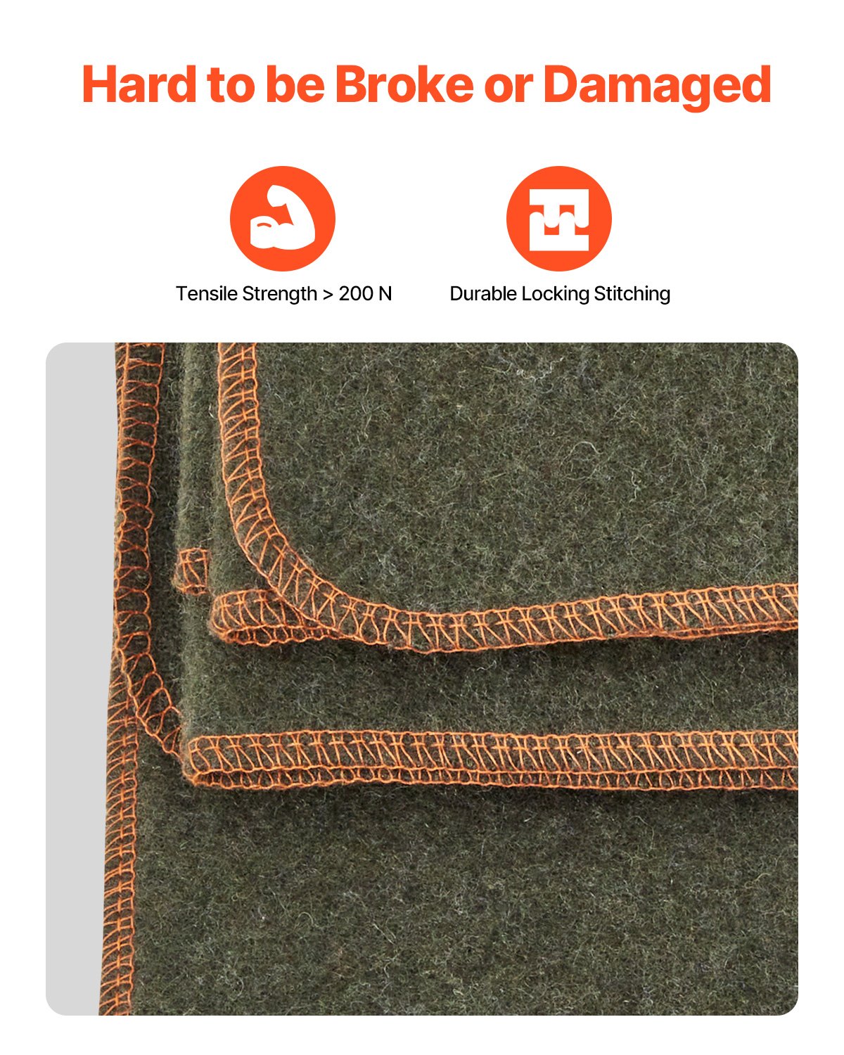 Wool Camping Blanket, Large Warm Stadium Blanket, Waterproof & Windproof, Flame Retardant, Great for Outdoors, Picnics, Hiking, Sports Events, Travel, 64" x 88" (80% Wool), Army Green