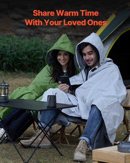 Camping Blanket, Large Warm Wearable Stadium Blanket, Waterproof & Windproof, Polyester Fleece, Flame Retardant, Great for Outdoors, Picnics, Hiking, Sports Events, Travel, 79" x 59", Light Grey
