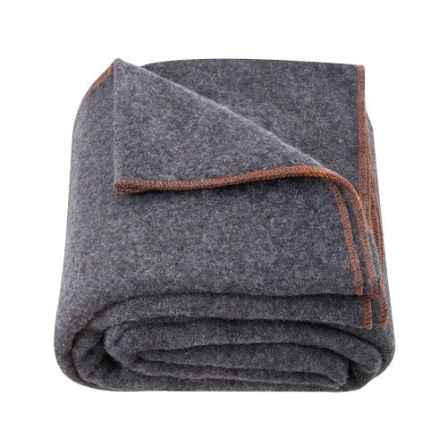 Wool Camping Blanket, Large Warm Stadium Blanket, Waterproof & Windproof, Flame Retardant, Great for Outdoors, Picnics, Hiking, Sports Events, Travel, 64" x 88" (80% Wool), Light Grey