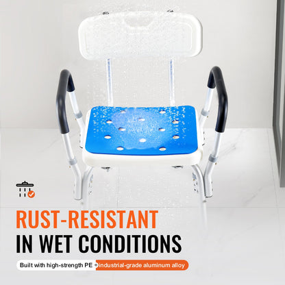 400lbs Duschstuhl Badehocker Sitzhöhenverstellbar für Badewanne Dusche