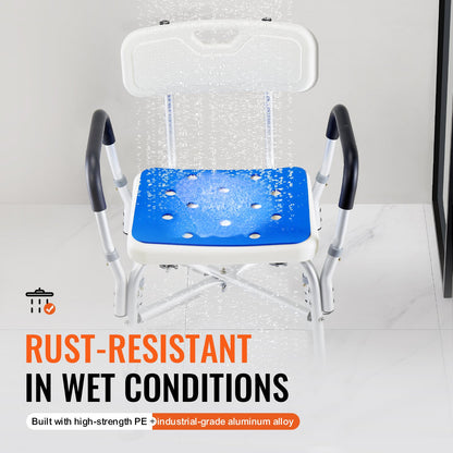 400lbs Duschstuhl Badewannenbank Armlehnen Rückenlehne Höhenverstellbar für Innenbadewanne
