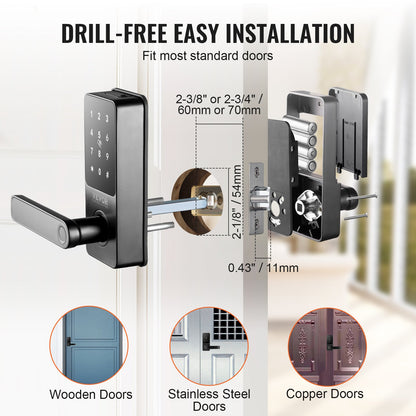 Smart Lock, 5-in-1 Smart Door Knob, Fingerprint Deadbolt with App Control, Bluetooth Smart Lock, Keyless Entry Door Lock with Handle, Biometric Door Lock, Keypad Digital Door Lock for Front Door