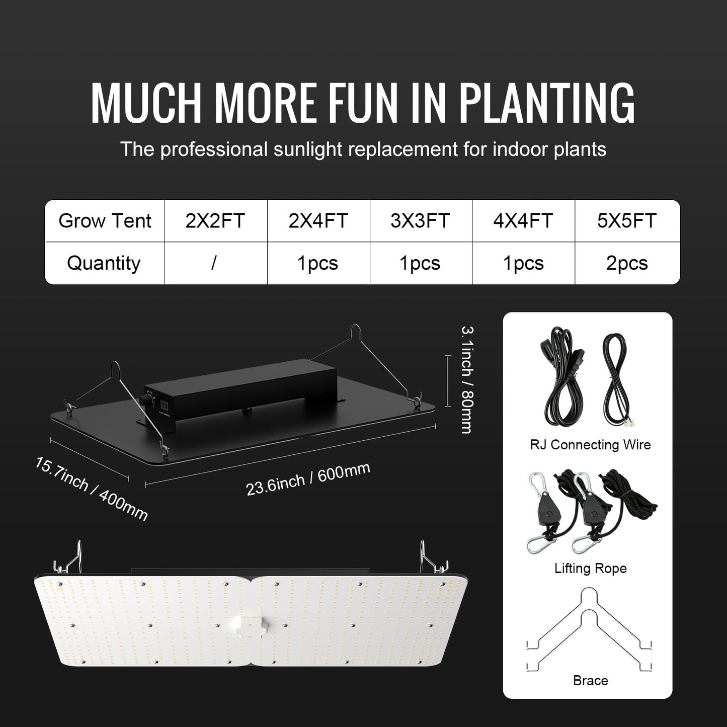 LED Grow Light, 300W Full Spectrum Dimmable, High Yield Samsung 2B1B Diodes Grow Light for Indoor Plants Seedlings Veg and Bloom Greenhouse Growing, Daisy Chain Driver for 3x3/4x4 Feet Grow Tent