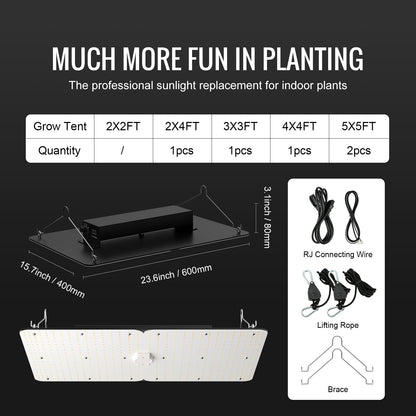 LED Grow Light, 300W Full Spectrum Dimmable, High Yield Samsung 2B1B Diodes Grow Light for Indoor Plants Seedlings Veg and Bloom Greenhouse Growing, Daisy Chain Driver for 3x3/4x4 Feet Grow Tent