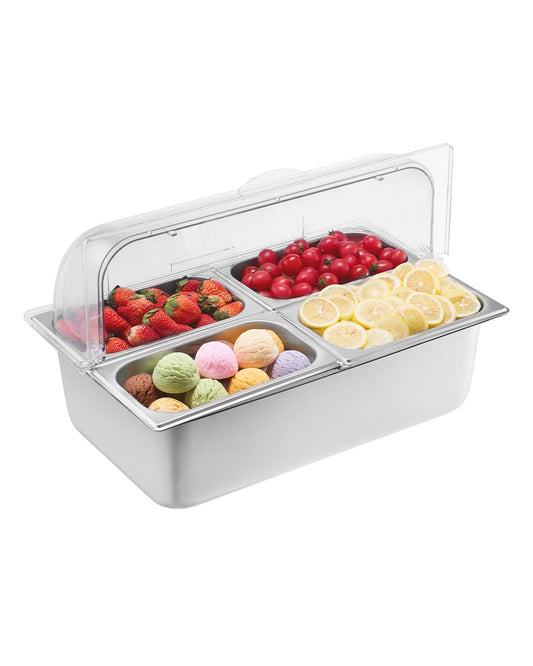 Countertop Food Serving Container 4 Pans Spice Dispenser Tray