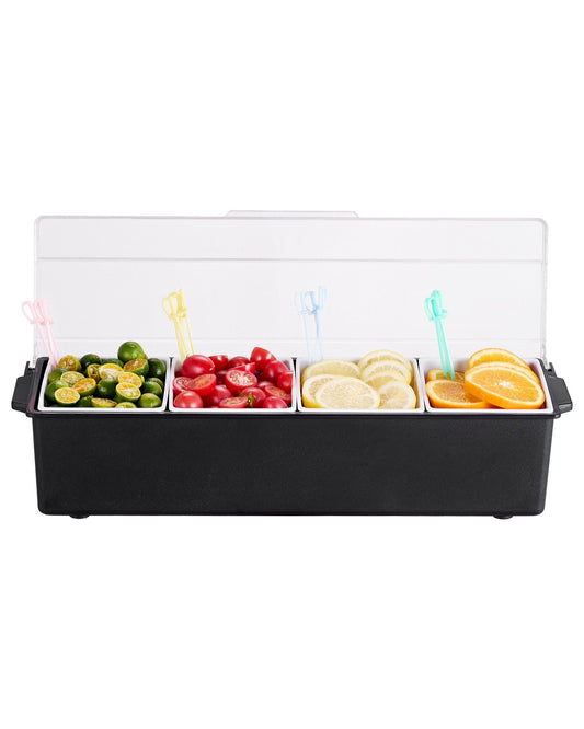 Refrigerated spice server 4 compartment cold serving tray with transparent lid