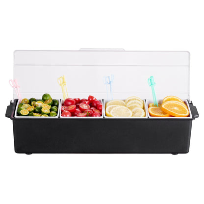 Refrigerated spice server 4 compartment cold serving tray with transparent lid