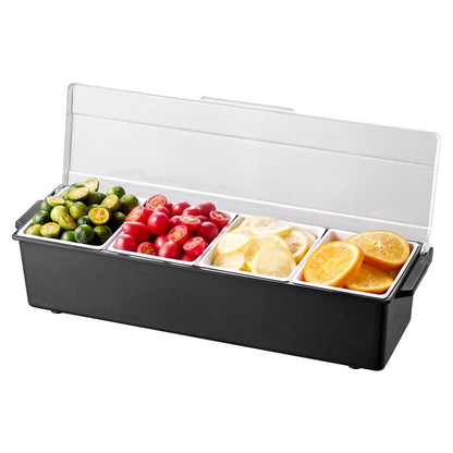 Refrigerated spice server 4 compartment cold serving tray with transparent lid