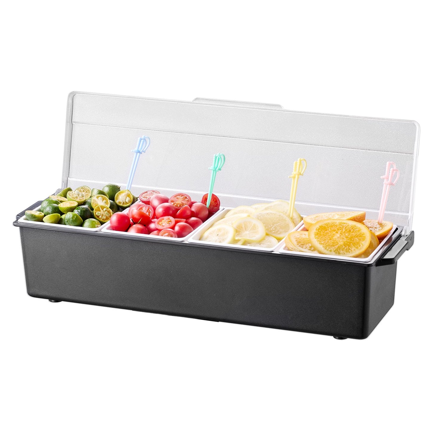 Refrigerated spice server 4 compartment cold serving tray with transparent lid
