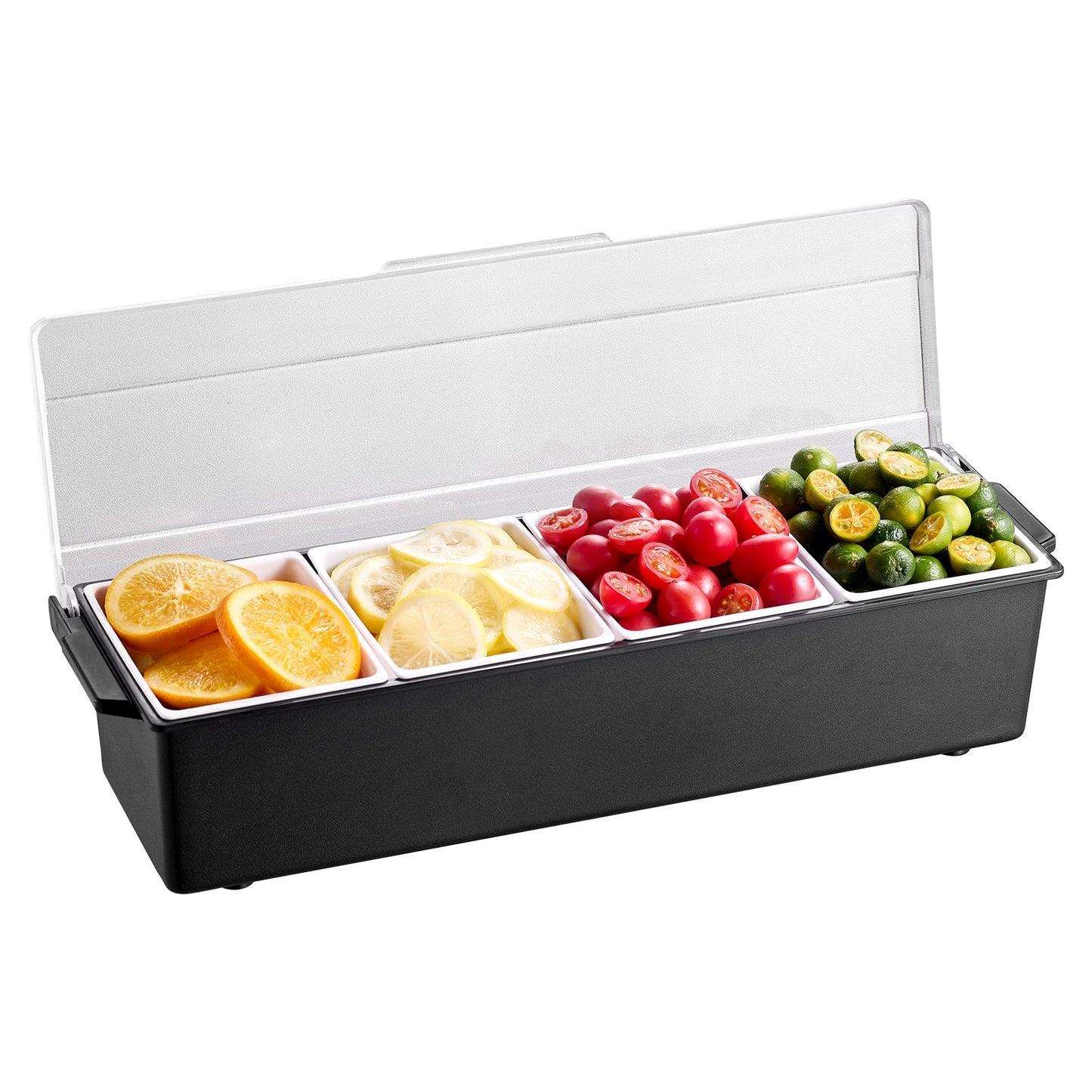 Refrigerated spice server 4 compartment cold serving tray with transparent lid