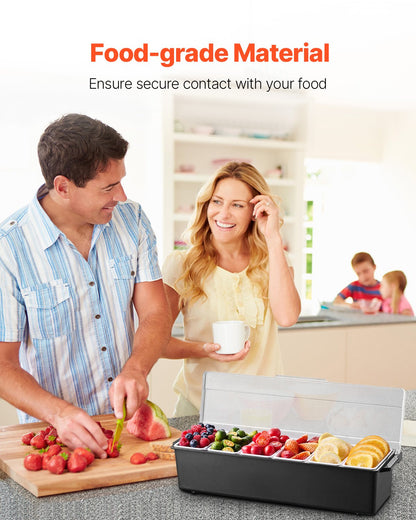 Gekühlter Gewürzserver, 6-Fach-Kaltserviertablett mit transparentem Deckel