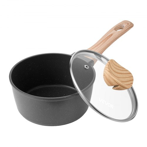 1.5 QT Saucepan Nonstick Saucepan with Glass Lid and Removable Handle Black | EU