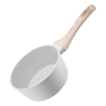 1.5 QT Saucepan, Nonstick Saucepan with Tempered Glass Lid, Multipurpose Cooking Sauce Pot with Detachable Handle, Sauce Pan Small Kitchen Cooking Pot with Coating, Induction Compatible, White