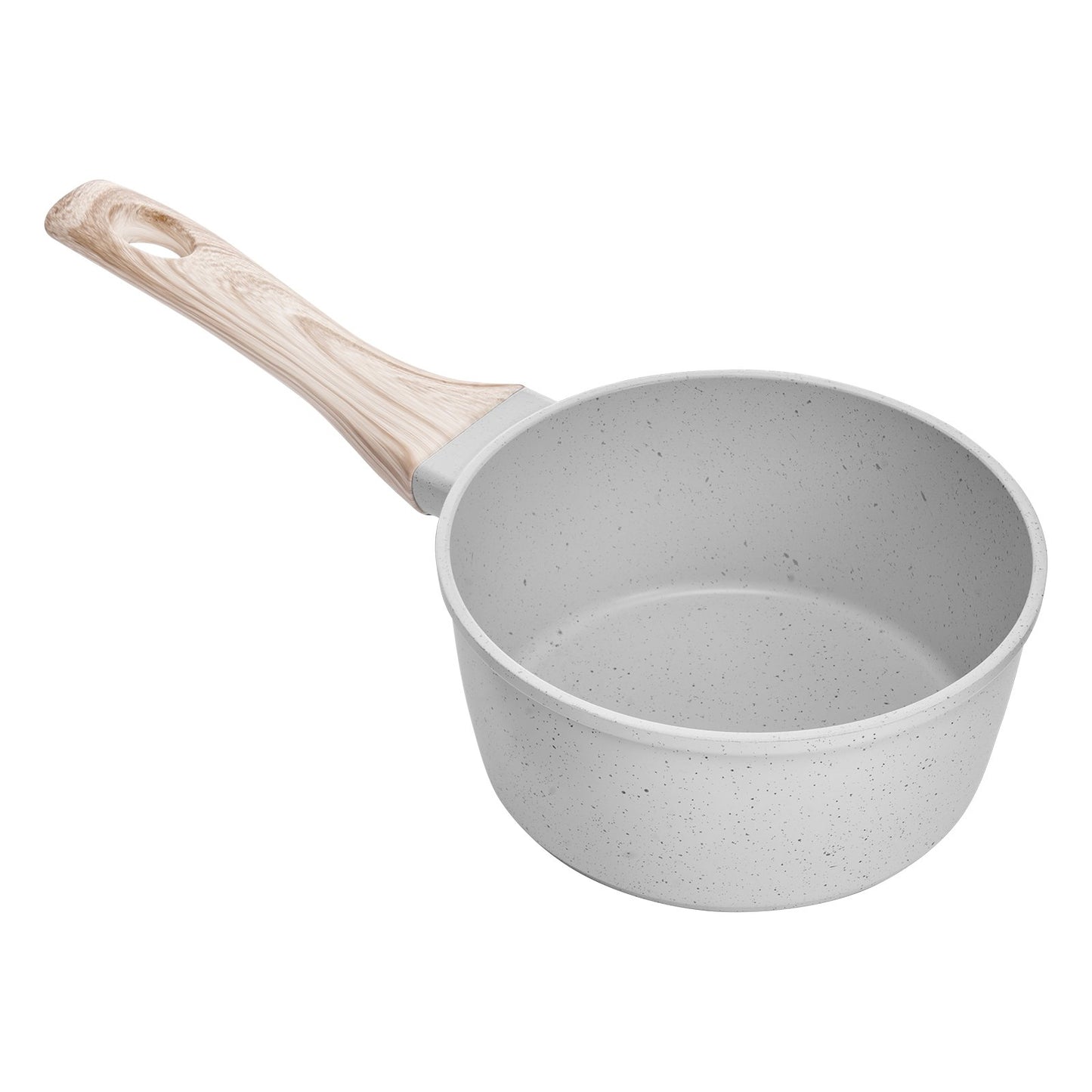 1.5 QT Saucepan, Nonstick Saucepan with Tempered Glass Lid, Multipurpose Cooking Sauce Pot with Detachable Handle, Sauce Pan Small Kitchen Cooking Pot with Coating, Induction Compatible, White